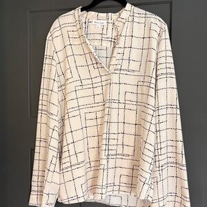Prologue Cream and Black Grid Blouse